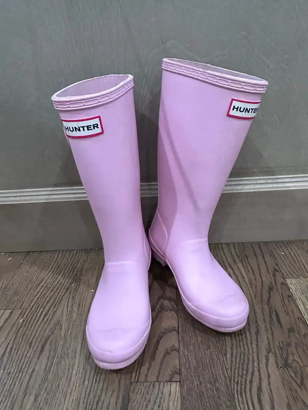 Hunter Pink Original Tall Rain Boots Girls Sz 2 Waterproof Wellies Barbie Preppy